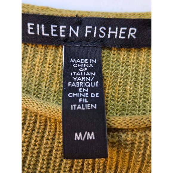 Eileen Fisher Sweater Medium Organic Linen & Cotton Olive Green Oversized Cozy - Picture 5 of 8